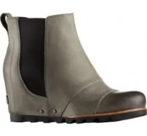 SOREL Joan of Arctic Lea Wedge Olive Green Leather Chelsea Booties Womens US 9 thumbnail 1