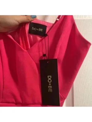 ✅NWT Do+Be Pink Spaghetti Strap Asymmetric Hem Fitted Hot Pink Dress thumbnail 10