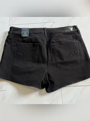 NWT American Eagle Power Fit 360 High Rise Shortie Stretch Black Denim Shorts 14 thumbnail 4
