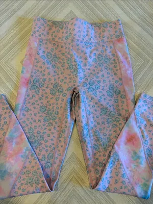 LoveShackFancy x Bandier Pink & Blue Floral Leggings Size M thumbnail 2