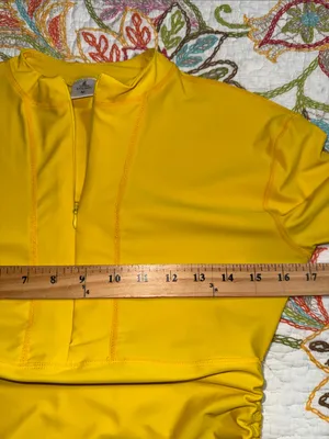 SAILBEE medium Swim Coverup Dress UPF Sun Protection Yellow Long Sleeve cinched thumbnail 4