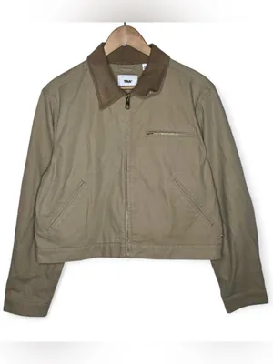 TNA Barkley Relaxed Lightweight Canvas Corduroy Collar Workwear Jacket in Tan thumbnail 2