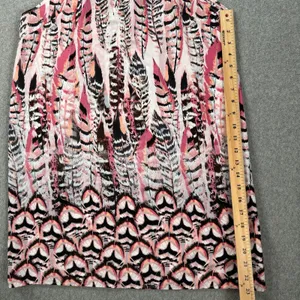 Pants Store Pink Feather Peacock Print Mini Dress Size Medium High Neck Halter thumbnail 4