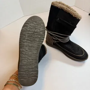 OTBT‎ Womens Black Slope Faux Shearling Lined Winter Boots Mid Calf Wrap Lace thumbnail 11