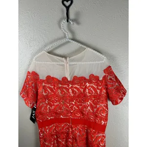 NEW Jax Dress Size 14 Short Sleeve Lace Mesh Sheath Bright Colors Knee Length thumbnail 10