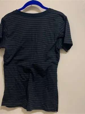 Disney Womens M Tinkerbell Tee T Shirt Let’s Get Lost In Neverland Black Stripes thumbnail 7
