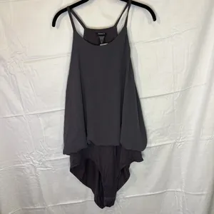 Torrid Dark Grey Blouson Halter Bodysuit Plus Size 2 Layered Snap‎ Sleeveless thumbnail 3