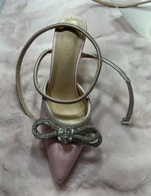 Embellished Pink Pointed-Toe Ankle-Strap Heel b105 thumbnail 1