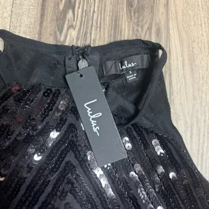 Lulu’s Ace of Spades Black Sequin Bodycon Dress S Polyester Stretchy Lulus thumbnail 5
