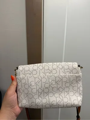 Calvin Klein Mini Shoulder Crossbody Bag Monogram White Flip Open Magnetic Close thumbnail 4