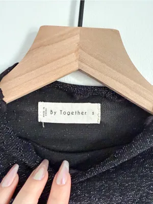 By Together Sheer Sparkle Bodysuit Long Sleeve Glitter Top Size Small thumbnail 3