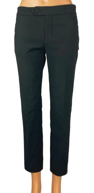 Mango Blue Career Mid Rise Ankle Stretch Straight Leg Pockets Trouser Pants Sz 2 thumbnail 1