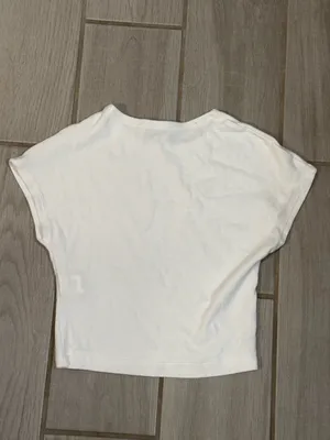 Zara Cream Cropped Crewneck Tee thumbnail 5