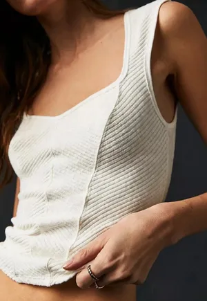 We The Free Boss Babe White Ribbed Sleeveless Tank Boho Layering Women's size XL thumbnail 1