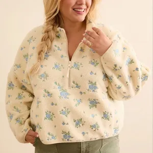 Arula Cele Floral Sherpa Pullover B 2X NWT Blue thumbnail 2