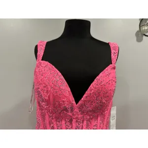 Sherri Hill 56033 Corset Back Off the Shoulder Gown Bright Pink Sz 12 NWOT thumbnail 4