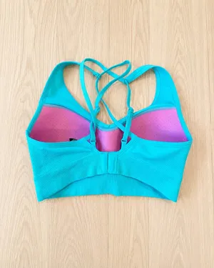 Victoria's Secret PINK Active Seamless Lined Sports Bra XS Blue thumbnail 2