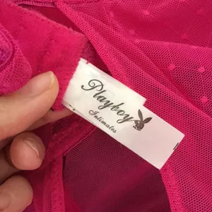 #1 New Playboy Vintage Sexy Padded Bustier With Thong Hot Pink Black size Medium thumbnail 6