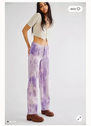 Free People Reese Pitched Straight Cord Jeans in Moonlit Orchid BNWTS thumbnail 2