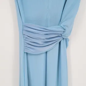 Lulus Kamara Midi Dress Womens XS Light Blue Lined Mesh Cutout Knotted Mock Neck thumbnail 7