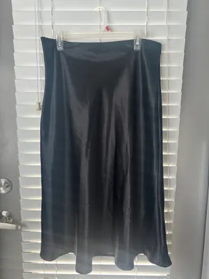 SHEIN satin black midi skirt thumbnail 1