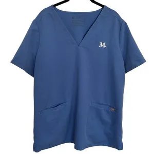 Figs Casma Three Pocket Scrub Top in Color Ceil Blue Monogram M Medical XL thumbnail 2