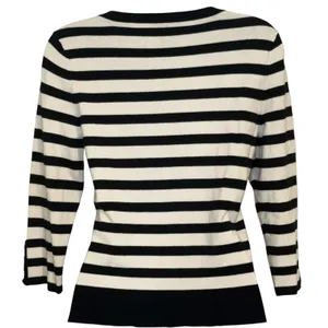 WHITE HOUSE‎ BLACK MARKET Black/White Striped Snap Front 3/4 Sleeve Cardigan S thumbnail 5