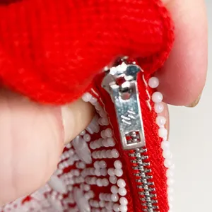 VINTAGE RED AND WHITE BEADED SHOULDER BAG - EARLY 80’s. thumbnail 5