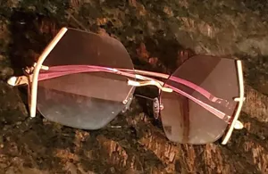 Gold Striped Rimless Sunglasses Brown thumbnail 1