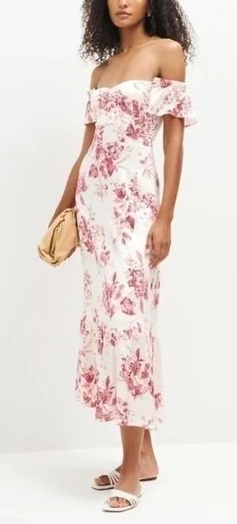 Reformation Sianna Silk Dress In Paris Floral Statin Prarie Sz. 10 NWT Coquette‎ thumbnail 1