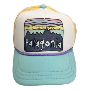 Patagonia Rope Mesh 5 Panel Pastel Trucker Snapback Hat Cap OS Fitzroy Mountains thumbnail 1
