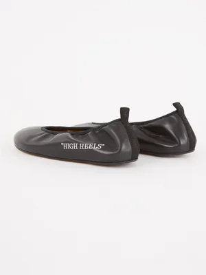 OFF-WHITE Leather Slip On Ballet Ballerina High Heel Flats thumbnail 2