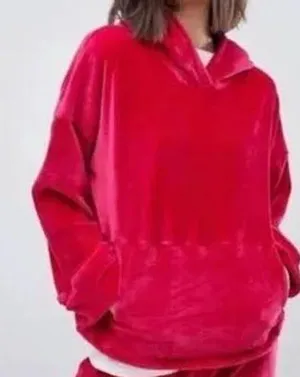 Free People movement Cherry hoodie plush women's size small pink red cozy winter thumbnail 1