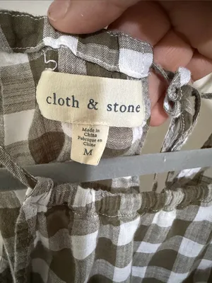 cloth & stone Olive Gingham Halter Ruffle Camisole thumbnail 3