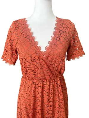 Baltic Born Venice Lace Maxi Dress Womens Size Small Burnt Orange thumbnail 6