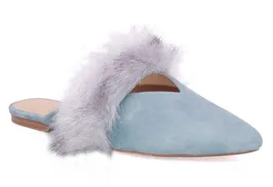 NEW Joe's Angelique Faux Fur Mule Blue 8 thumbnail 2