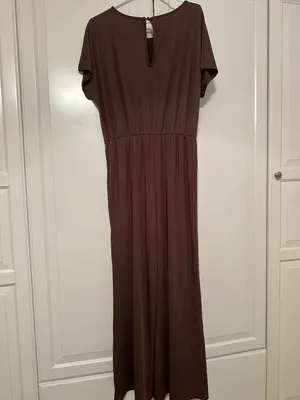 Brown Full Length Jumpsuit Size L thumbnail 3
