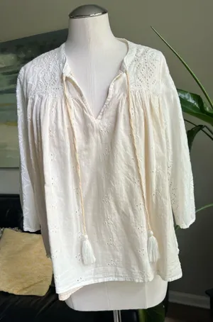 Cream color eyelet Blouse thumbnail 1