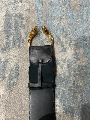Authentic Gucci Wide Black Leather Tiger Head Waist Belt Size 80/32 thumbnail 9