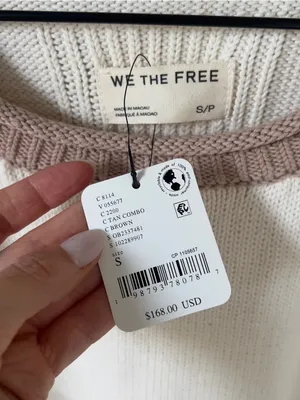 Free People We The Free Ella Colorblock Knit Sweater - Tan Combo - NWT thumbnail 5