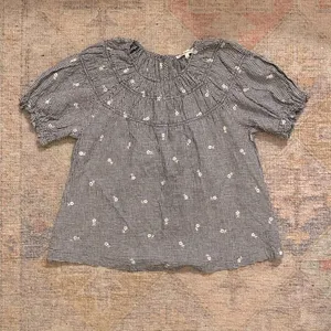 Madewell NWOT!!! Gingham Linen Blend Top with Embroidered Daisy Pattern thumbnail 3