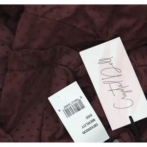 Crystal Doll Sweetheart-Neck Puffed Sleeve Fit Flare Dress Merlot Red 2XS thumbnail 3