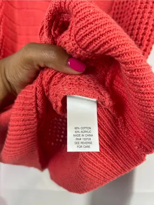 Sonoma Life + Style NWT Coral Open Knit Zip Cardigan Sweater L thumbnail 7