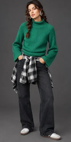 💚 Maeve by Anthropologie Green Ribbed Turtleneck Sweater Size XL 💚 thumbnail 1