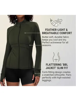 NEW Zip Up Jackets Yoga Gym Top Running Workout Jackets S thumbnail 7