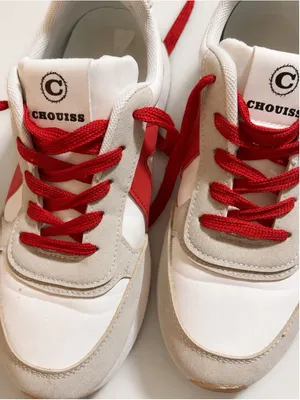 CHOUISS Women’s EU‎ 40 Retro Sneakers Red White Beige Colorblock Walking Shoes thumbnail 2