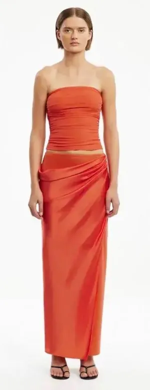 Significant Other Brianna Persimmon Satin Maxi Skirt Orange NWT Size 4 thumbnail 1