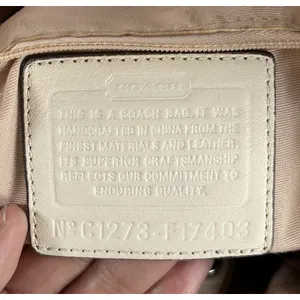 Coach Hamilton Hobo F17403 Signature Jacquard Beige Leather Shoulder Bag thumbnail 8