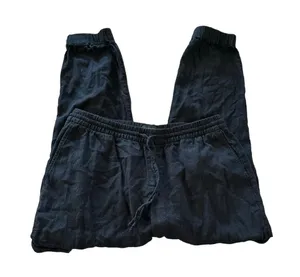 Banana Republic women's linen blend black cargo joggers thumbnail 1