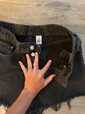 H&M Black Distressed Denim Jean Shorts thumbnail 3